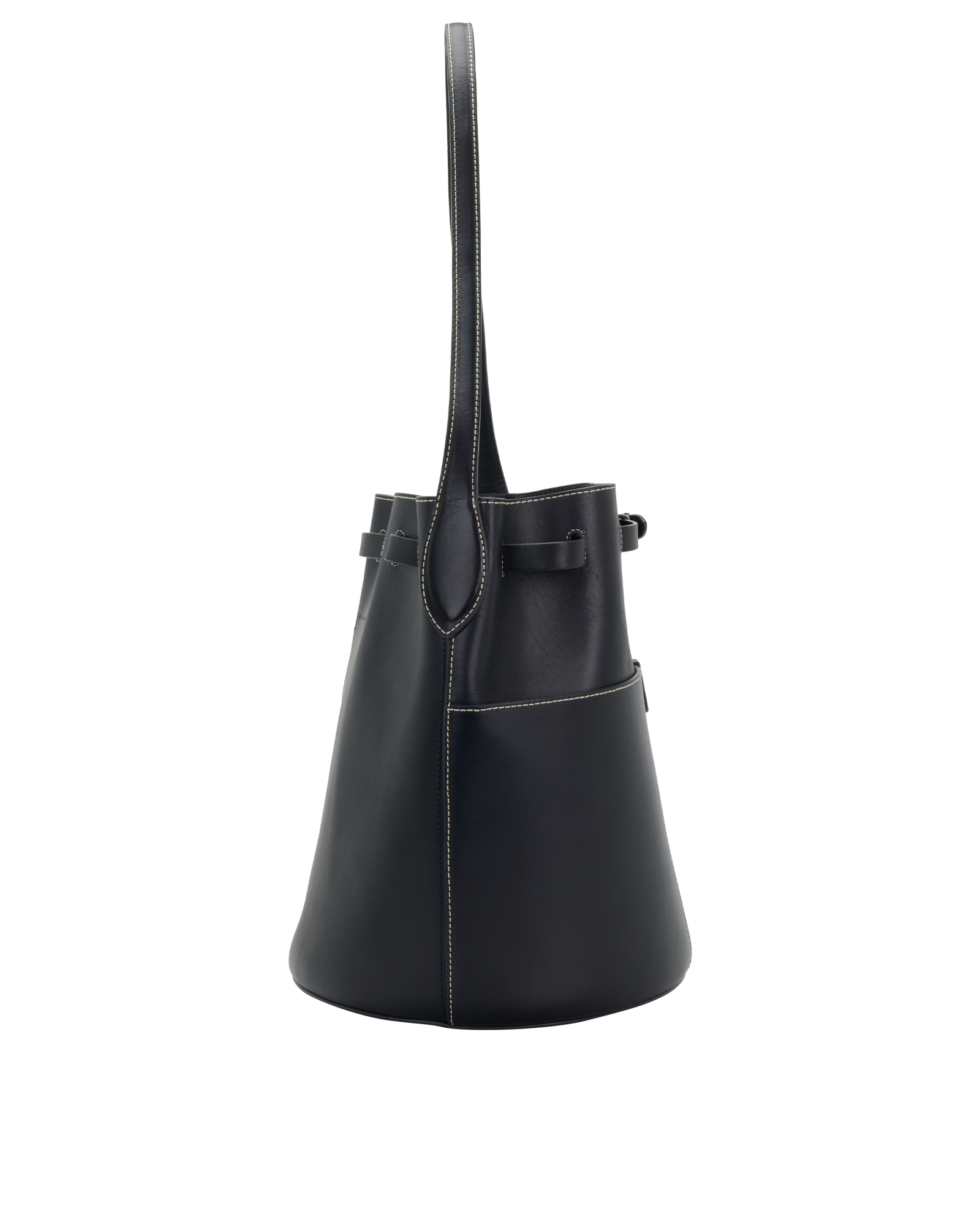 Return To Nature Large Bucket Bag, &pound;295, Handbags, Black, Leather, Side view